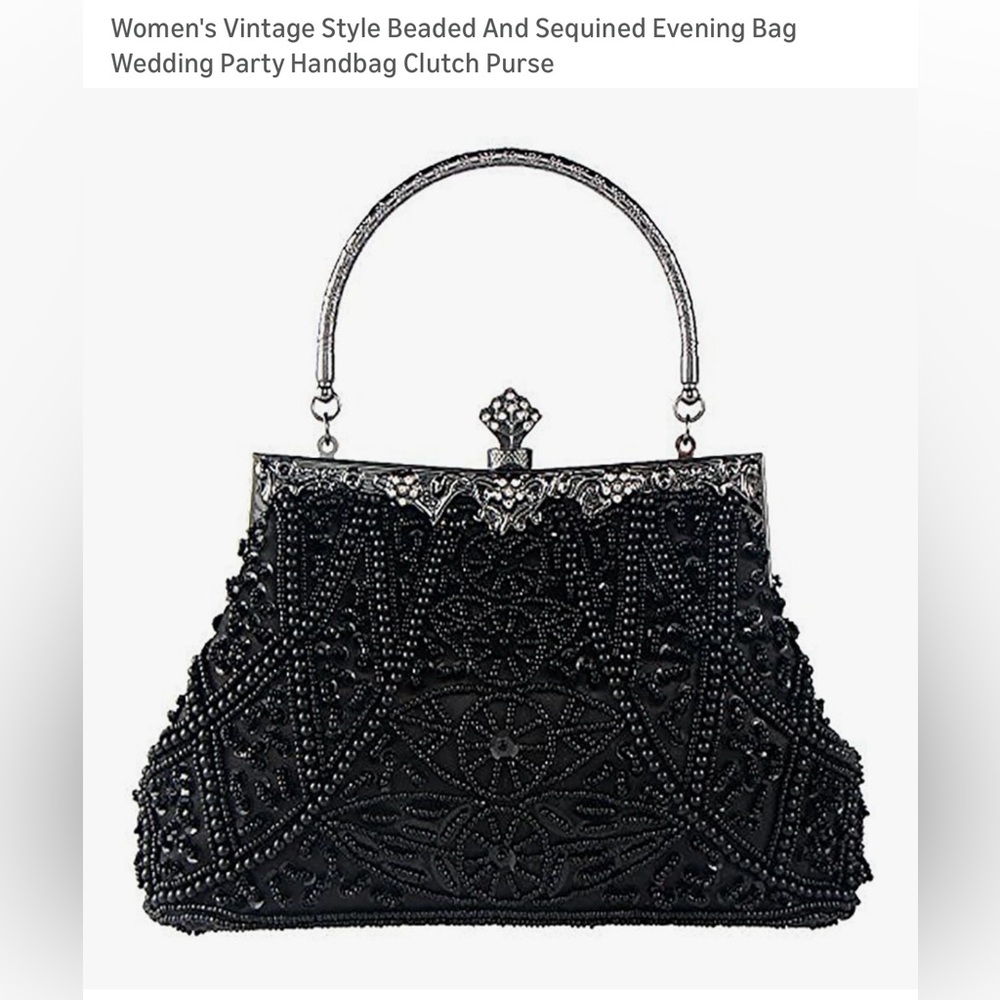 Elegant Black Beaded Handbag